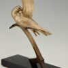 Art Deco sculpture bronze oiseaux sur une ancre