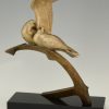 Art Deco bronze sculpture two birds on an ancre