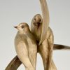 Art Deco bronze sculpture two birds on an ancre