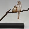 Art Deco bronzen sculptuur vogels op tak