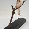 Art Deco bronzen sculptuur vogels op tak