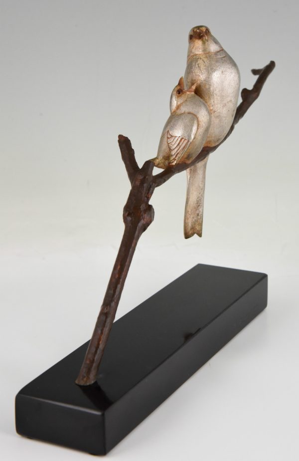 Art Deco sculpture of two birds on a branch