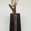 Art Deco bronzen sculptuur vogels op tak