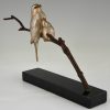 Art Deco sculpture en bronze oiseaux sur une branche