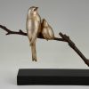 Art Deco sculpture en bronze oiseaux sur une branche