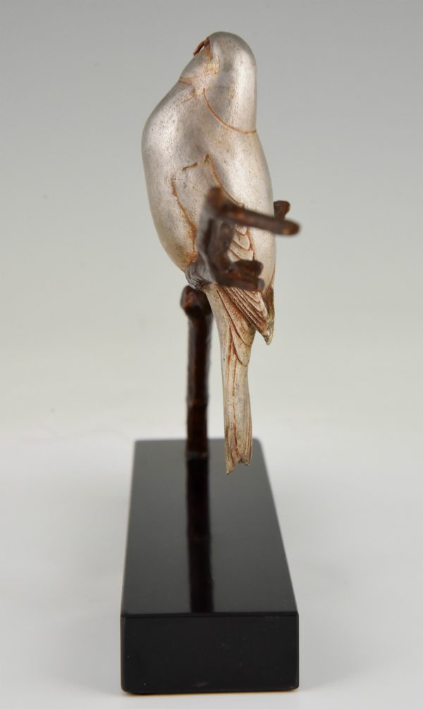 Art Deco bronzen sculptuur vogels op tak