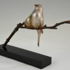 Art Deco bronzen sculptuur vogels op tak