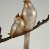 Art Deco sculpture en bronze oiseaux sur une branche