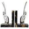 Art Deco silvered bronze hare bookends