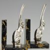 Art Deco Bronze versilbert Buchstütze Hase