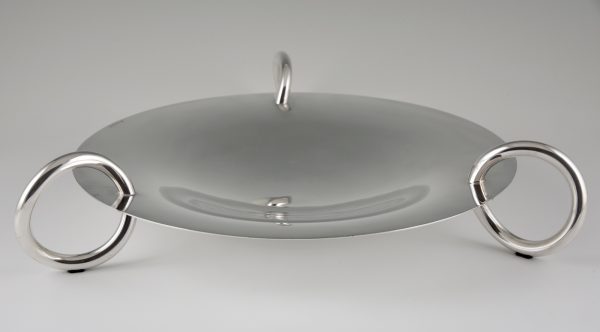Modern silver plated center piece bowl.