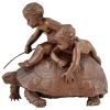 Sculpture en bronze 2 enfants sur une tortue