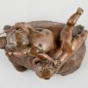 Sculpture en bronze 2 enfants sur une tortue