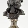 Antique bronze bust of a smiling child