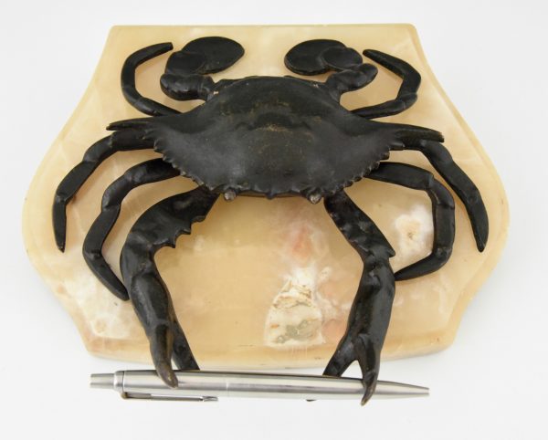 Antique bronze crab inkwell