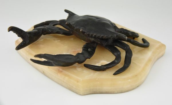 Antique bronze crab inkwell