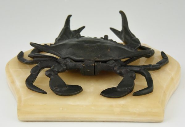 Antique bronze crab inkwell