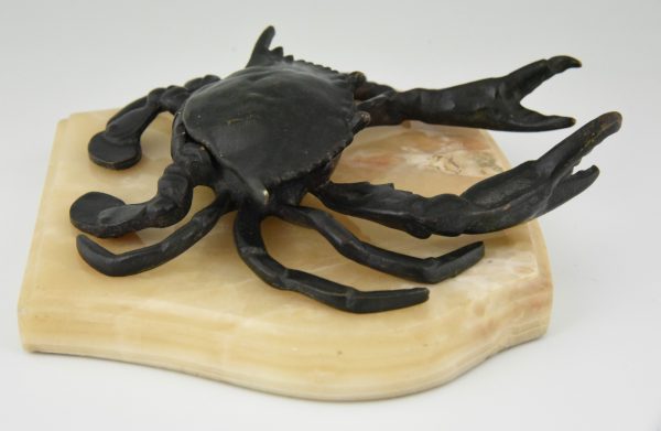 Antique bronze crab inkwell