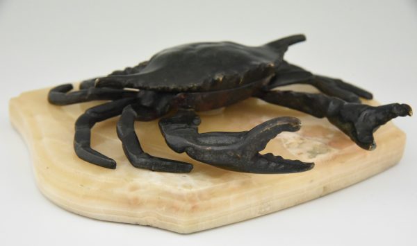 Antique bronze crab inkwell