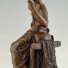 Antiek bronzen sculptuur Britannia Tunnel Theems Marc Brunel