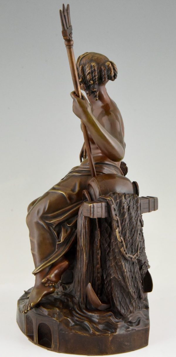 Antiek bronzen sculptuur Britannia Tunnel Theems Marc Brunel