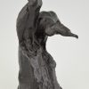 Sculpture en bronze deux cormorants