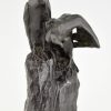 Antique bronze sculpture two cormorants