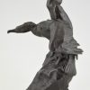 Sculpture en bronze deux cormorants