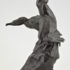 Antique bronze sculpture two cormorants