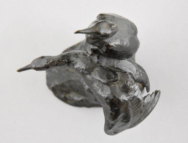 Antique bronze sculpture two cormorants