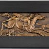 Antique bronze wall plaque Mazeppa and the wolves