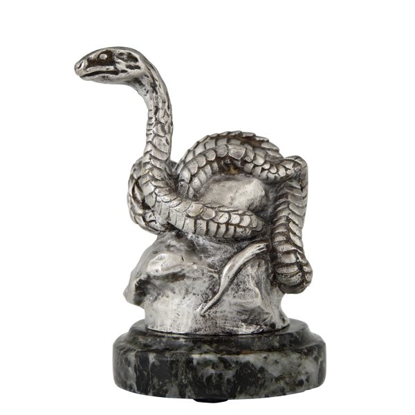 Snake silvered bronze car mascot.