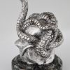 Snake silvered bronze car mascot.