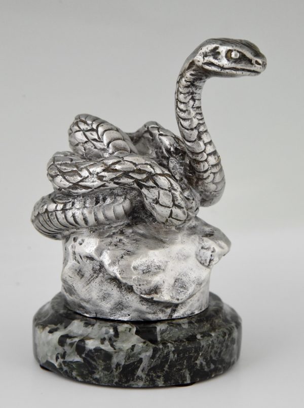 Snake silvered bronze car mascot.