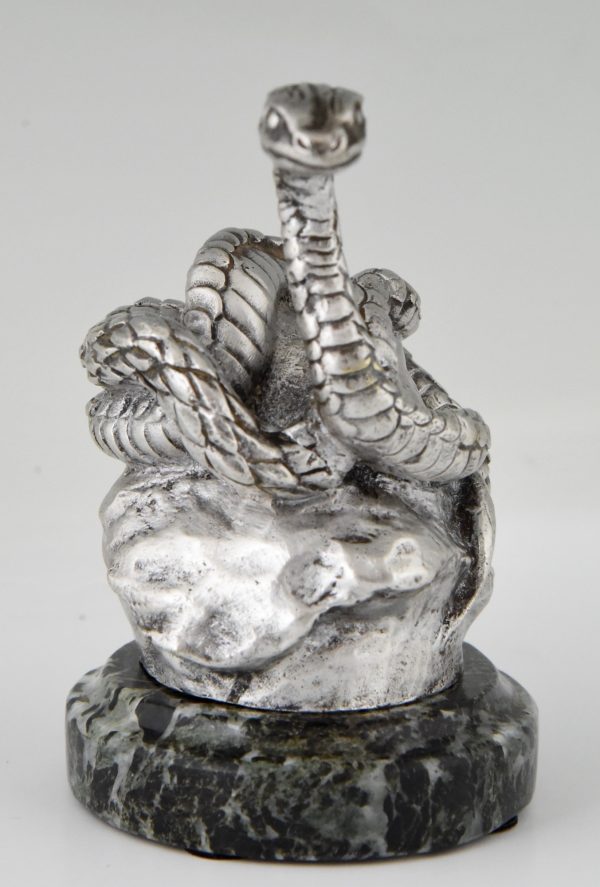 Snake silvered bronze car mascot.