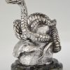 Snake silvered bronze car mascot.