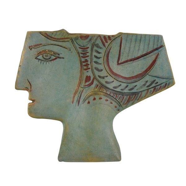 Ceramic vase in the shape of a womans head.