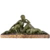 Art Deco sculptuur vrouw met twee panters