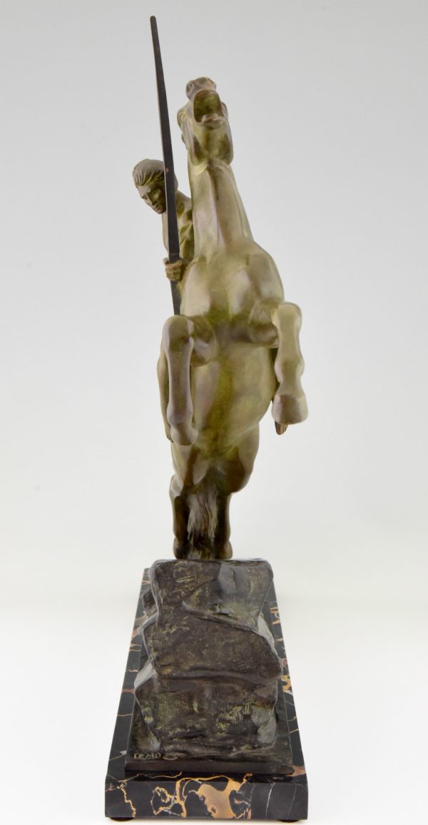 Art Deco brons boogschutter op steigerend paard