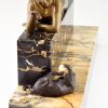 Art deco bronze beeld, vrouw met kat