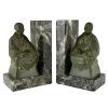 Art Deco bookends buddhist monks reading.