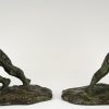 Art Deco bronze bookends pushing men