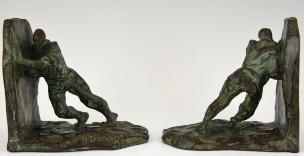 Art Deco Buchstütze Bronze Skulptur Männer