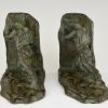 Art Deco bronze bookends pushing men