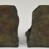 Art Deco bronze bookends pushing men