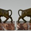 Art Deco bronze bull bookends