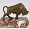 Art Deco bronze bull bookends