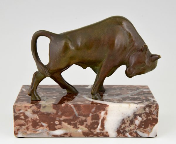 Art Deco bronze bull bookends