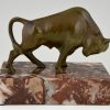 Art Deco bronze bull bookends