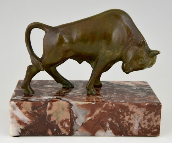 Art Deco bronze bull bookends